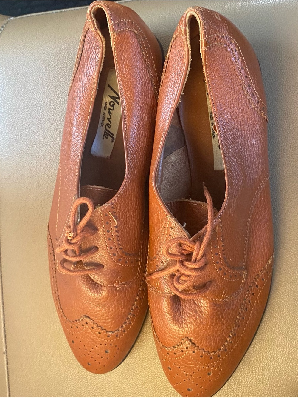 Women's Brown Leather Brogue Flats